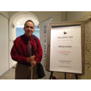 Foto de Manolo durante la charla de accesibilidad web.