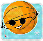 Dibujo bola de baloncesto con gafas y bastón guía.